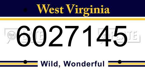 6027145 West Virginia License Plate