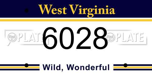 6028 West Virginia License Plate