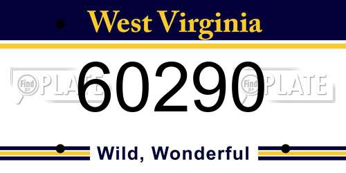 60290 West Virginia License Plate