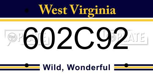602C92 West Virginia License Plate