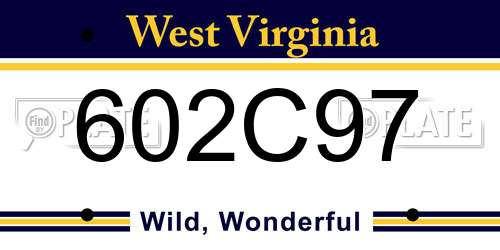 602C97 West Virginia License Plate