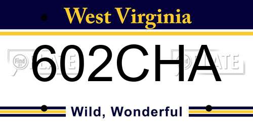 602CHA West Virginia License Plate