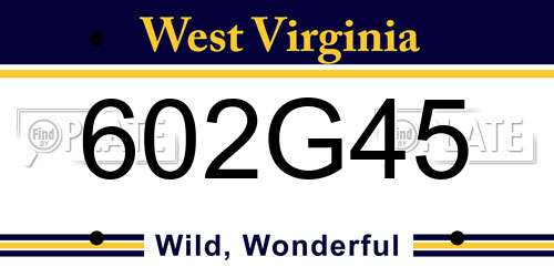 602G45 West Virginia License Plate