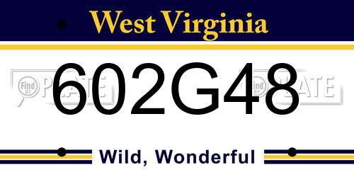 602G48 West Virginia License Plate