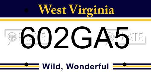 602GA5 West Virginia License Plate