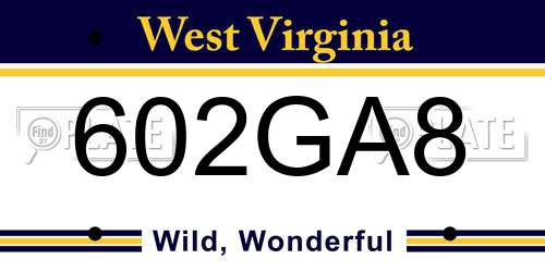 602GA8 West Virginia License Plate