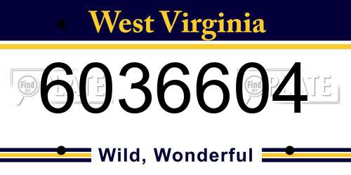 6036604 West Virginia License Plate