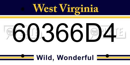 60366D4 West Virginia License Plate