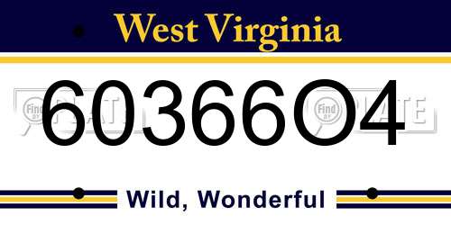60366O4 West Virginia License Plate