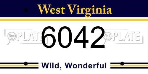 6042 West Virginia License Plate