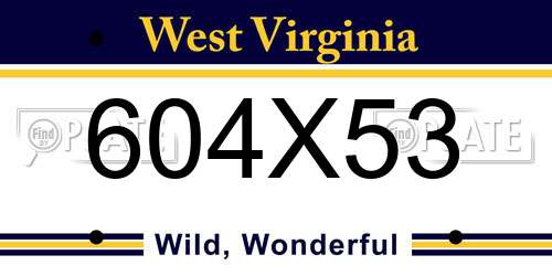 604X53 West Virginia License Plate