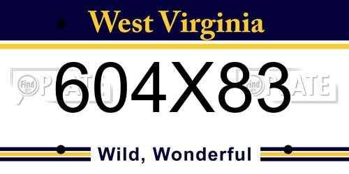 604X83 West Virginia License Plate