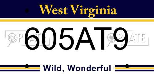 605AT9 West Virginia License Plate
