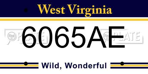 6065AE West Virginia License Plate