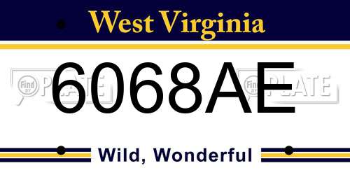 6068AE West Virginia License Plate