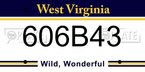 606B43 West Virginia License Plate