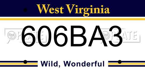 606BA3 West Virginia License Plate