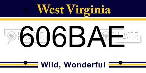 606BAE West Virginia License Plate