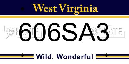 606SA3 West Virginia License Plate