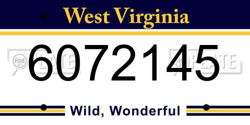 6072145 West Virginia License Plate