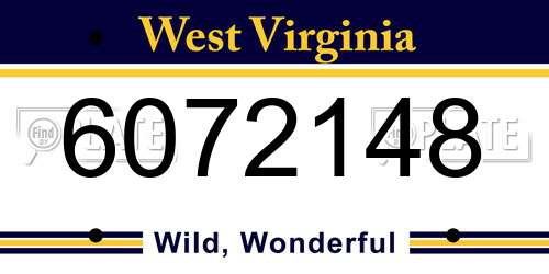 6072148 West Virginia License Plate