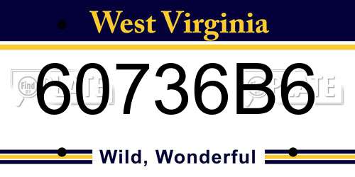 60736B6 West Virginia License Plate