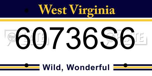 60736S6 West Virginia License Plate
