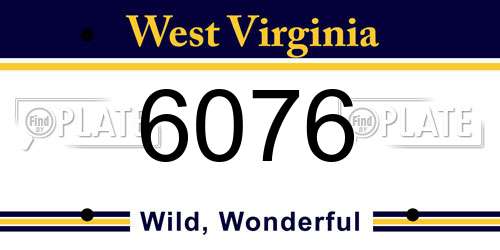 6076 West Virginia License Plate