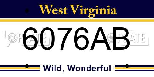 6076AB West Virginia License Plate