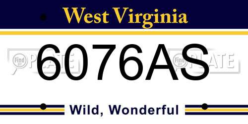 6076AS West Virginia License Plate