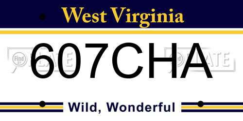 607CHA West Virginia License Plate