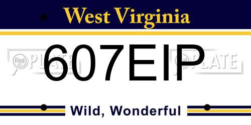 607EIP West Virginia License Plate