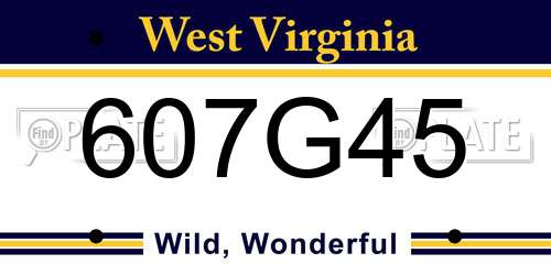 607G45 West Virginia License Plate