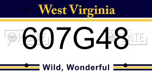 607G48 West Virginia License Plate