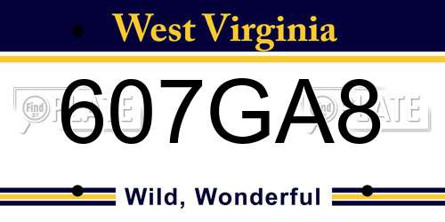 607GA8 West Virginia License Plate