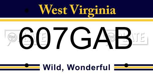 607GAB West Virginia License Plate