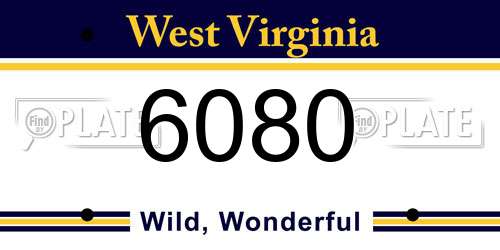6080 West Virginia License Plate