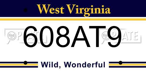 608AT9 West Virginia License Plate