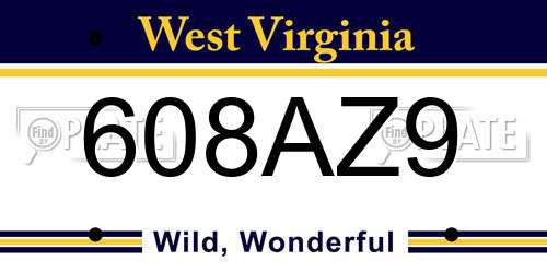 608AZ9 West Virginia License Plate