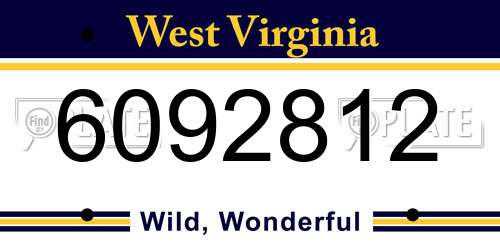 6092812 West Virginia License Plate