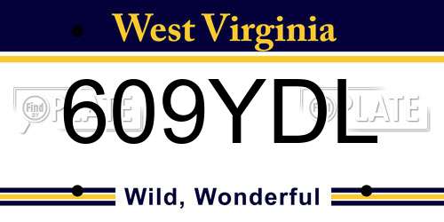 609YDL West Virginia License Plate