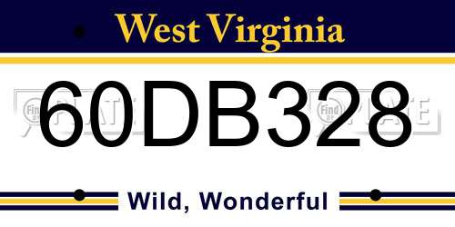 60DB328 West Virginia License Plate