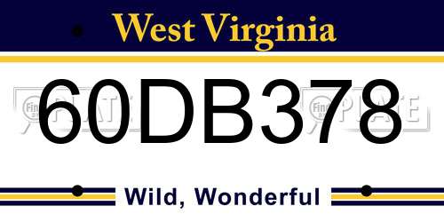 60DB378 West Virginia License Plate