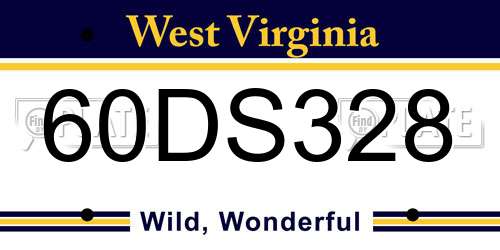 60DS328 West Virginia License Plate
