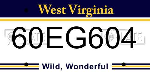 60EG604 West Virginia License Plate