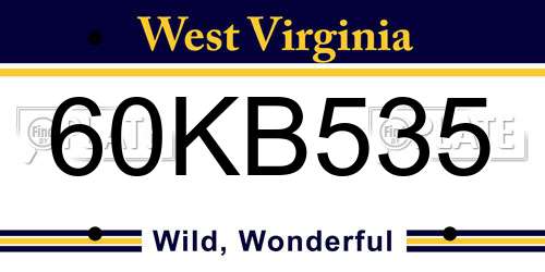 60KB535 West Virginia License Plate