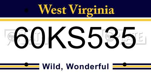 60KS535 West Virginia License Plate
