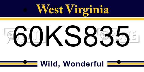 60KS835 West Virginia License Plate