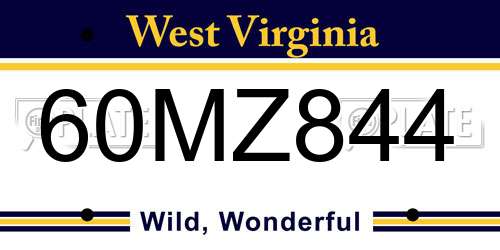 60MZ844 West Virginia License Plate