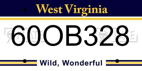 60OB328 West Virginia License Plate
